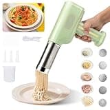 Elektrische Nudelmaschine, Tragbare Nudel Presse mit 2600mAh Akku, 5 Nudelformen, 3 Wurstköpfe, Spatel und Messbecher, Automatische Pasta Maschine