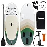 HyperMotion Aufblasbares SUP-Board Set 215 cm – Kinder Stand Up Paddle Board mit Paddel, Pumpe und Rucksack, für Anfänger, Belastbar bis 130 kg, Grün