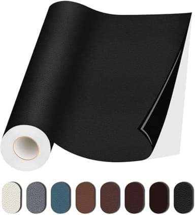 MICTER Leder Patch Selbstklebend, 15 x 300cm Kunstleder Selbstklebend, Leder Reparatur Kit für Möbel, Sofa, Autositze, Taschen Reparatur und Renovierung (Schwarz)