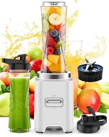 ToTopPioneer Mixer,Mini Smoothie Maker,500W Tragbarer Standmixer,Hochleistungsmixer mit 2 * 600ml Flaschen BPA Frei Tritan,Blender mit 4 Edelstahlklingen,Geeignet für Smoothies und Shakes