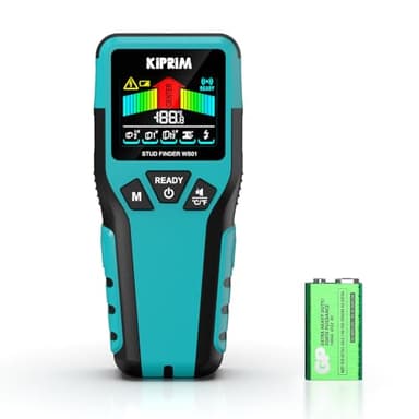 Kiprim Leitungssucher Ortungsgerä mit LCD-Display, 5-in-1 Elektronischer Bolzensucher für Holz, Metall und Stromleitungen, 3 Tiefenmodi, akustisches Signal, Wanddetektor Werkzeug WS01