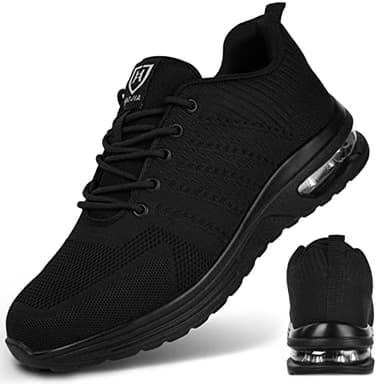 OFFCUP Sicherheitsschuhe Herren, Leicht Atmungsaktive rutschfeste Arbeitsturnschuhe Stahlkappenschuhe Luftkissen Dämpfung Sneakers Wasserdicht Arbeitsschuhe Bequeme (Size 41)