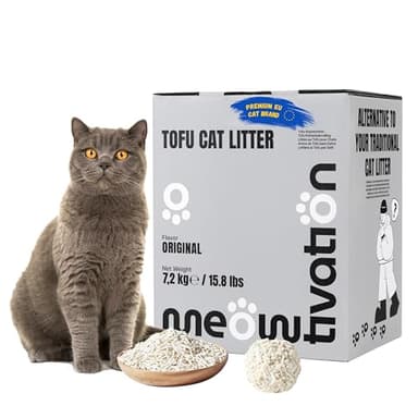 Tofu Katzenstreu - Klumpend, Pflanzlich aus Erbsenhülsen, Biologisch Abbaubar, 99% Staubfrei, Optimale Geruchskontrolle, Entsorgbar in der Toilette, Originalduft, 1 x 7,2 kg