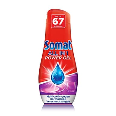 Somat All in 1 Power Gel (67 Spülgänge), Geschirrspülmittel für den Geschirrreiniger, sofort auflösend für 0 % Rückstände, sogar im Kurzprogramm, 100 % recyceltes Plastik