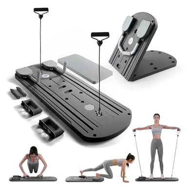 Myga Pilates Reformer Maschine - Faltbares Pilates-Board mit Rebound-Bauchrollen, Widerstandsbändern, Liegestützstangen und LED-Zähler für Ganzkörpertraining - Multifunktional für Zuhause