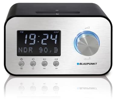 Blaupunkt CLRD40 Schwarz, Radiowecker DAB+ mit Funkuhr, digitales Uhrenradio mit USB-Ladefunktion, Weckradio mit Stromkabel, DAB Radio Wecker, Radiowecker mit Musik & großem Display