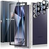 LK 2+2 Stück Schutzfolie für Samsung Galaxy S24 Ultra Panzer Schutz Glas, Frei von Kratzen, 9H Härte Panzerolie, Fingerabdruck-ID Unterstützen mit Rahmen Installationshilfe, HD-Klar Folie