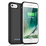 iPosible Akkuhülle für iPhone 7/6S/8/6, 【2022 Neueste】 6000mAh Zusatzakku Ladehülle Handyhülle Akku Battery Case Powerbank Hülle für iPhone 7/6S/8/6[4,7 Zoll] Tragbare Akku Hülle Akku Case-Schwarz