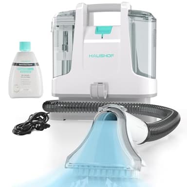 HAUSHOF Waschsauger Teppichreiniger, StainZapper Fleckenreiniger für Teppich mit Reinigungsmittel, Sofa, Vorleger, Polster, Treppen, Auto, 28,5cm X 15cm X 26,5cm, 400W, Weiß/Grau