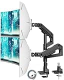 ARES WING Monitorhalterung 2 Monitore übereinander für 17-49 Zoll Flach & Curved Bildschirme, dual Monitor Halterung mit Gasfeder und USB A/C Port, Höhenverstellbar, Gewicht 2-20kg/arm,VESA 75 & 100