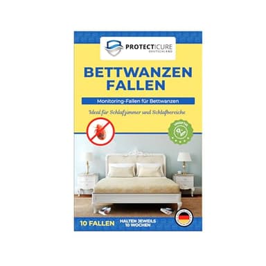 Hochwertige Bettwanzenfallen - 10 Bettwanzen-Klebefallen mit Köder - ungiftig & geruchlos zur Bekämpfung von Bettwanzen - 10 Wochen Wirksamkeit pro Falle