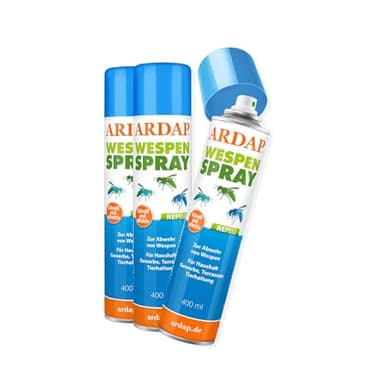 ARDAP Repell Wespenspray 3 x 400ml - Wespen vertreiben - Wespen Spray - Anti Wespen Outdoor - Wespenspray Sofortwirkung - Insektenspray Wespen - Spray gegen Wespen - Wirkt schnell (PT19)