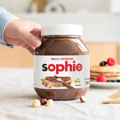 Personalisiertes Nutella-Glas mit Geschenkbox - das Highlight für den Frühstückstisch Geburtstagsgeschenk für Männer & Frauen (750 Gramm, personalisiertes Etikett)