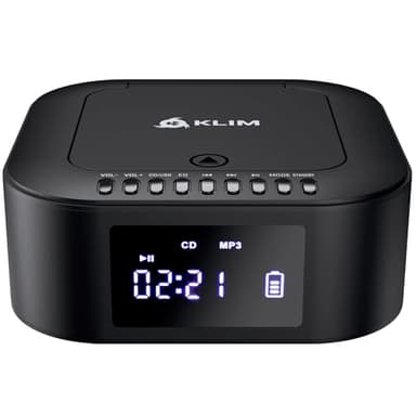 KLIM Boombox E1 Radio mit CD Player - BASS Boost mit Tieftöner - FM Radio, MP3, Bluetooth, AUX, USB, Kompakt Disc - CD Player tragbar mit kabellosem Modus und aufladbaren Akku - Mit Fernbedienung