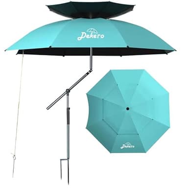 Dekero 240cm Strandschirm Windfest Stabil,UV 50 Mit Erdspieß Sonnenschirm Strand