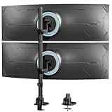 Monitor Halterung 2 Monitore übereinander für 24-57 Zoll Flach & Curved Bildschirme,Gewichtskapazität 2-27 kg pro Arm,Bildschirmhalterung 2 Monitore Höhenverstellbar, 2 Montageoptionen/VESA 75/100 mm
