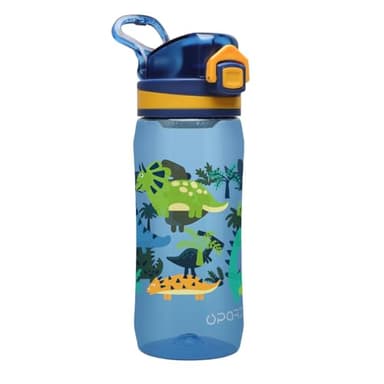 Opard 500mL Kinder Trinkflasche Schule mit Auslaufsichere Flip-Top Deckel, Kohlensäure geeignet BPA-freie Tritan, Wasserflasche Kinder, Blauer Dinosaurier