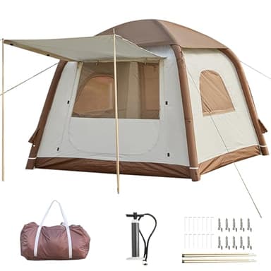 Aufblasbares Campingzelt Hüttenzelt, 2-4 Personen Glamping Zelte Sonnenunterstand, einfacher Aufbau wasserdichte Outdoor Oxford Zelte, aufblasbares Hauszelt