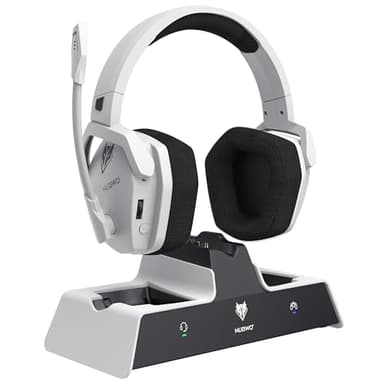 NUBWO G06 Pro Wireless Gaming Headset mit Ladestation für Headset und PS5 Controller, 17ms Niedrige Latenz, 120 Stündige Akkulaufzeit, Dynamische 50mm Treiber Weiß (Nicht mit Xbox Kompatibel)