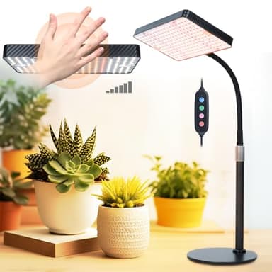 FECiDA Schreibtisch Pflanzenlampe, Vollspektrum Pflanzenlicht für Zimmerpflanzen, Dimmbar Pflanzenleuchte LED 2000 Lumen, 25 Watt, Wachstumslampe für Pflanzen, Daisy Chain Funktion, 4/8/12 Hr Timer