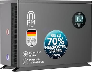 poolomio® Wärmepumpe Pool 50-80 m³ | Effiziente Full Inverter Wärmepumpe Invermo 14 kW mit Smarter App-Steuerung | Ultra leise Poolheizung mit Smarter App-Steuerung (14.000 Watt, COP 15)