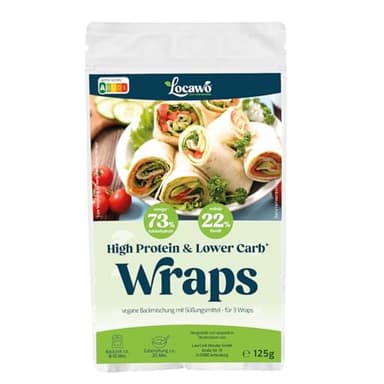 Locawo High Protein & Low Carb Wraps Dürüm Backmischung | 75% weniger Kohlenhydrate | 70% mehr Proteine | Voller Weizengeschmack | Vegan