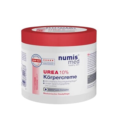 numis med Urea Creme 10 Prozent 400 ml - Körpercreme sehr trockene Haut - Made in Germany - Feuchtigkeitsspendende Urea 10% Hautcreme ohne Silikone, Parabene & mikroplastikfrei - Creme trockene Haut