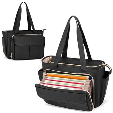 Luxja Lehrer Tasche, Arbeitstasche für Lehrerin und Lehrer, Tragetasche für Lehrerin, Lehrertasche Damen Groß, Schwarz