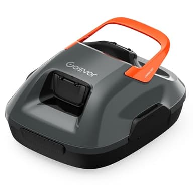 Gosvor Poolroboter, Akku Poolsauger mit 90 Min. Reinigungszeit, Einfach zu Bedienen, Selbstparkfunktion, Poolsauger Bodensauger Ideal für 80 ㎡ Oberirdische Pools, Grau-Orange