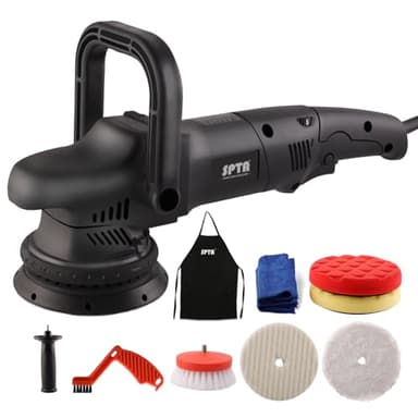 Exzenter Poliermaschine, Exzenterpolierer, SPTA 15mm-1100W Polierer mit 6 Variable Geschwindigkeit 2000-4800RPM, 125 mm Polierteller, Polierschwamm, zum Polieren von Auto, Möbeln - DA503