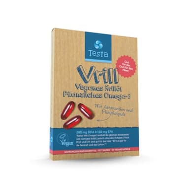 Pflanzliche Krillöl Kapseln - 2X mehr Omega-3 als Krill Öl - DHA 280mg, EPA 160mg, Astaxanthin 1500mcg + Phospholipide 230mg - Beste Absorption - Gut für Gehirn, Augen und Gelenken - 60 Kapseln (1)