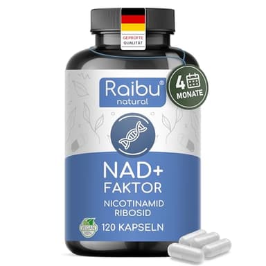 NAD+ Faktor mit 300 mg Nicotinamid-Ribosid (NR) pro Kapsel - 4 Monats Vorrat - Für Energie & Nervensystem*- Hochdosiert, vegan & laborgeprüft - 120 NAD+ Faktor Kapseln, ohne Trennmittelts