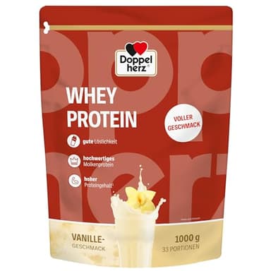 Doppelherz WHEY PROTEIN Vanille – Proteinpulver auf Molkenbasis in bewährter Doppelherz-Qualität 1000g