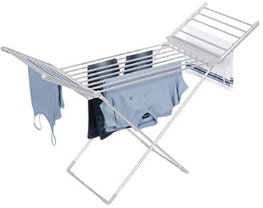 Daewoo HEA1874 faltbarer, tragbarer beheizter Wäscheständer, 230 W, 15 kg maximale Belastung, 1,4 m Kabel, niedrige Betriebskosten und gefaltete Flügel, Weiß, Aluminium