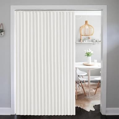 SK Studio Magnetischer Türvorhang, Thermovorhang Gegen Kälte und Hitze Faltvorhang Raumtrenner mit Ösen für Schlafzimmer, Zimmer, Wohnzimmer, Weiß, 112x195cm