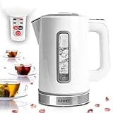 Duronic EK30 WE Wasserkocher, 1,5 Liter Volumen, Temperatureinstellung 40-100°C und Warmhaltefunktion, schnelles Aufheizen mit 3000 Watt, Doppelwand