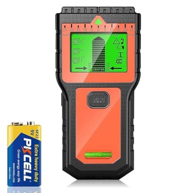 Leitungssuchgerät - Multifunktionaler Stud Finder mit LCD-Display & Audio-Alarm, Kabel- und Metallsucher für Holz, AC-Leitungen, Bolzen, Rohre & Balken Orange