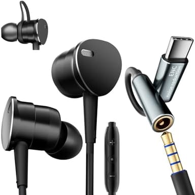 In-Ear-Kabel kopfhörer Tiefem Bass mit ENC Lärmreduzierung Anrufen – Kabel Ohrhörer mit Mikrofon Geräuscharbeitung,Call Mic Noise-Cancelling Wired Earbuds Deep bass Earphones (USB C Typ C+3.5mm)