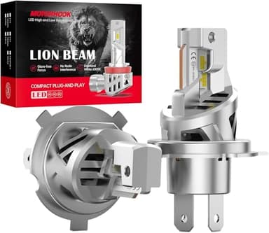 MOTORHOOK Lampe Auto H4 Halogen Auto Scheinwerferlampe 60W 12V,4000K Weißes Licht, 2 Stück, mit E-Prüfzeichen (6500K, H4)