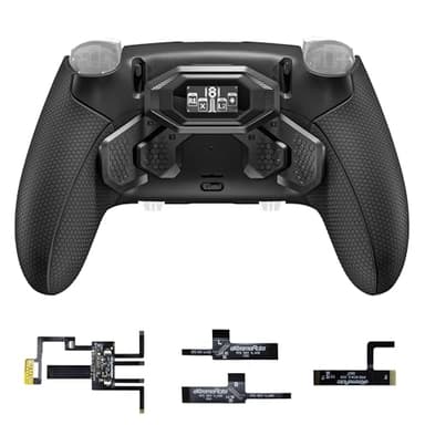 eXtremeRate Beyond Back Paddles Kit für ps5 Edge Controller, Ergonomic Gummiert Grips Rückgehäuse/4 Remap Back Buttons mit OLED-Display Upgrade Umbau Zubehör für ps5 Edge-Schwarz