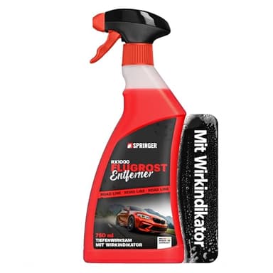 SPRINGER RX1000 - - Flugrostentferner 750ml - - Made in Germany - - Schonender & tiefenwirksamer Rost-Reiniger - - Rostentferner für Flugrost, Korrosionsspuren, Industriestaub, etc.