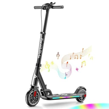 FanttikRide T9 Apex Elektroroller für Kinder, 1,3–1,7 m, 200 W Motor, LED Farblicht, Bluetooth-Musik, 12/16/20 km/h Digitalanzeige, höhenverstellbar, faltbar, bis zu 40 Minuten, Schwarz (Ohne ABE)