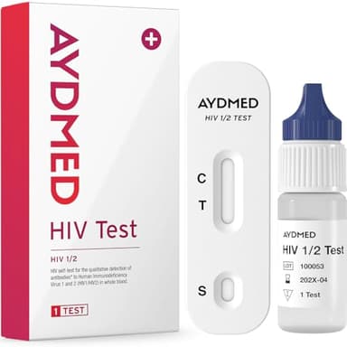 AYDMED HIV-Schnelltestkit | HIV Selbsttest | Test auf das Humane Immundefizienz-Virus | Ergebnisse in 10 Minuten | HIV-Test-Heimkit für Selbsttests zur Blutuntersuchung auf HIV 1/2 | 99,6% Genauigkeit
