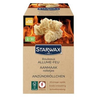 STARWAX - Feueranzünderrollen für Grill, Kamin und Ofen - natürliche Zusammensetzung - schnelles Anzünden - sauber und geruchlos - 500g, Wood