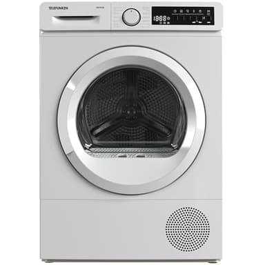Telefunken Wärmepumpentrockner für 8 kg Wäsche, Trockner Frontlader, Wäschetrockner mit Knitterschutz und Startzeitvorwahl, Energiesparend, leise 64 dB, 15 Programme, Schontrommel, TWP8CW