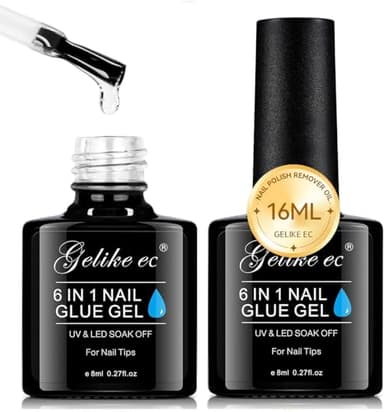 Gelike ec Nagelkleber Extra Stark: Für Klar Tips Kunstnägel Tip Kleber Für Gelnägel UV Kleber Nagelkleber Für Kunstnägel Nail Glue Gel-BRAUCHEN AUSHÄRTEN UNTER UV NAGELLICHT