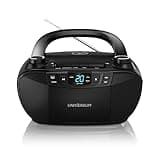 Universum BB 200 - tragbarer CD-Player mit Radio und Kassette - einfache Bedienung für Kinder & Senioren - AUX-IN, UKW Radio, Kopfhöreranschluss - kleine Boombox mit Netz- & Batteriebetrieb - Schwarz