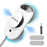 SUNSMAI Dual Side Spray Fensterputzroboter, Anti-verstopfungsfreie Elektrisch Automatischer Fensterroboter mit Wassersprühfunktion,3800pa Starke Anti-Drop Automatischer Fensterputzer,12 Tücher