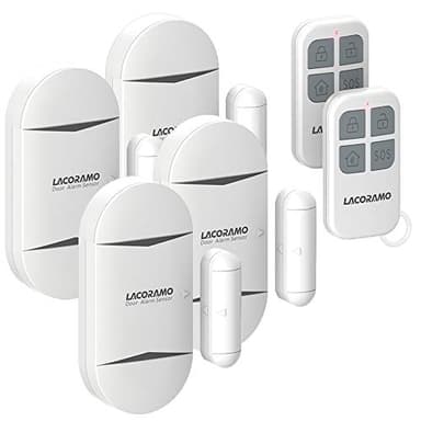LACORAMO Türalarm und Fensteralarm MIT 2 Fernbedienungen -130 Db Sirene,Drahtlose Home Security Alarmanlage Magnetsensor - Alarmmodus Oder Benachrichtigungsmodus (4 Alarm 2 Fernbedienungen)