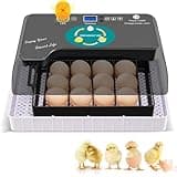 12 Eier Inkubator Hühner Vollautomatisch Automatischer digitaler Brutkasten Inkubator Hühner mit LED Beleuchtung Temperaturregelung Auto-Flip, für Hühner Enten Gänse Taube